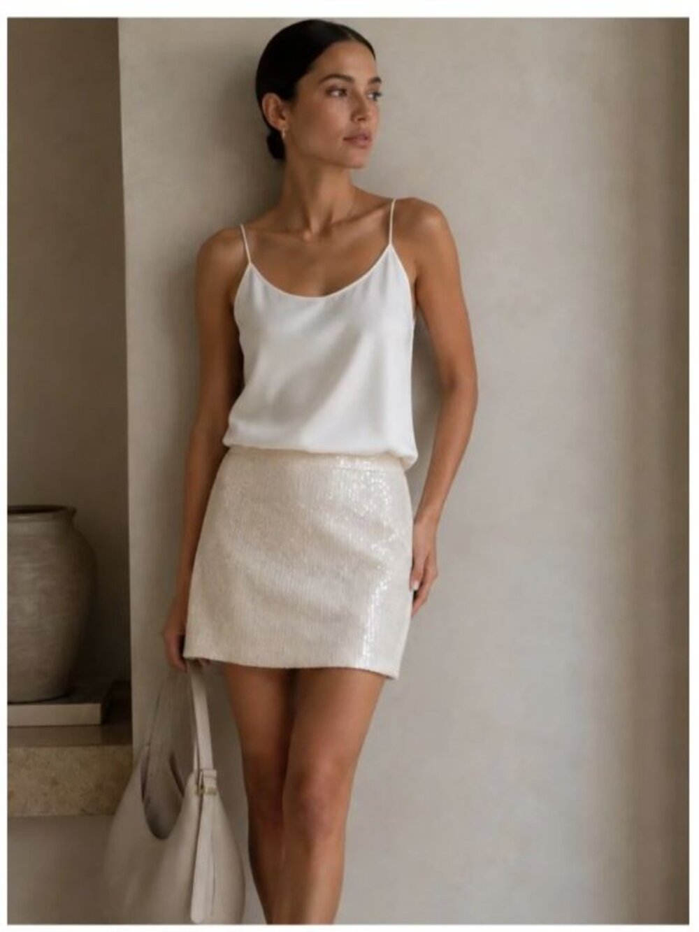 J.Crew Collection Cream Sequin Mini Skirt | 18